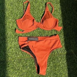 NWT Somerfield Swim Terracotta Orange High Waist Bikini Set Size Large